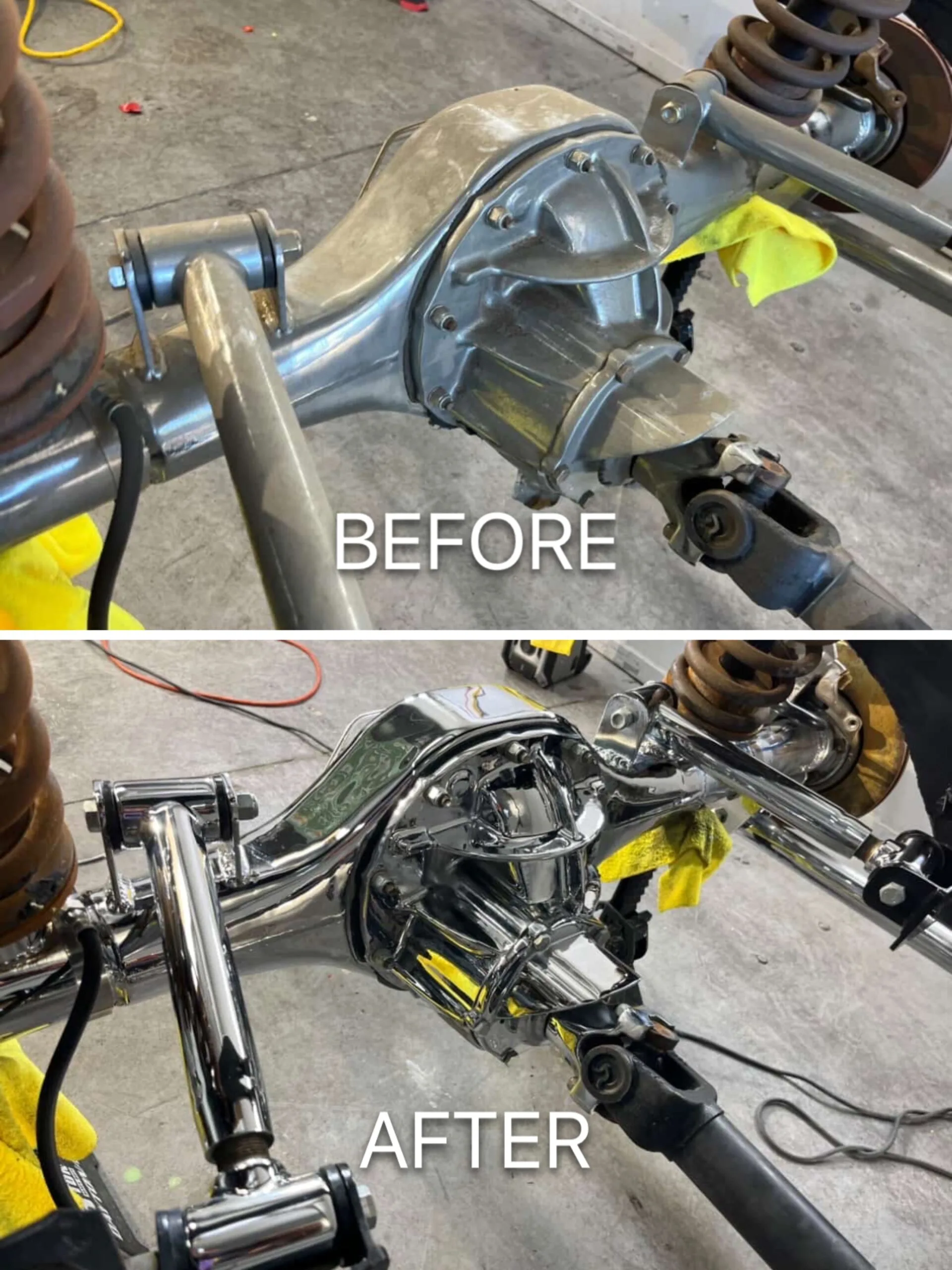 Polished metal shining after treatment with CJ's Ultimate Shine Bundle