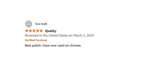 Five-star review for chrome polish product.