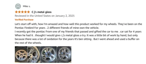 Car wheels before and after metal gloss application.