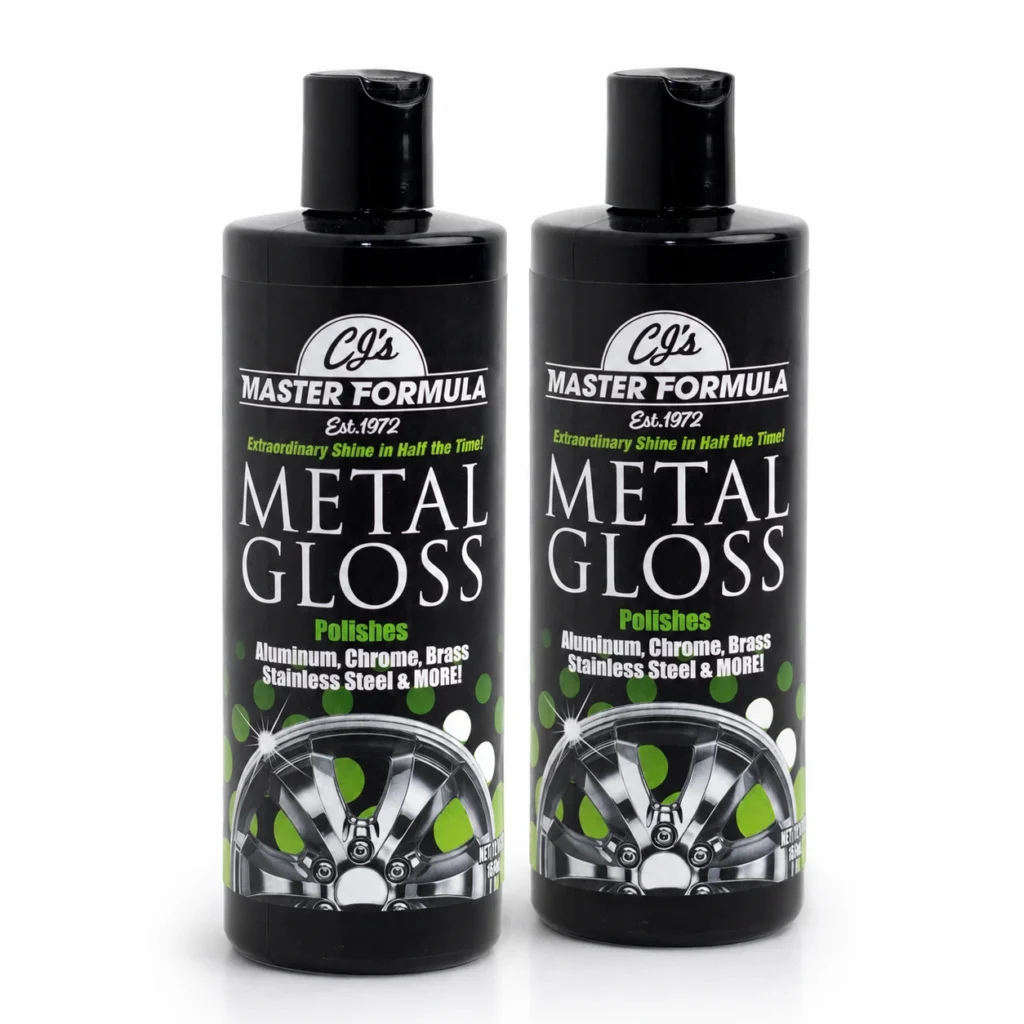 Two bottles of CJ's Master Formula Metal Gloss 12 oz side by side